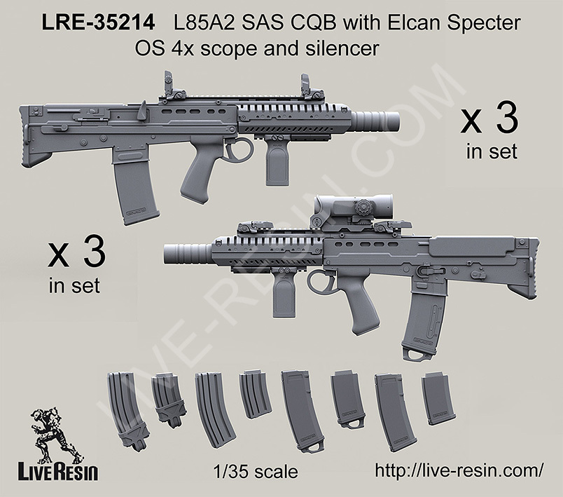 Live Resin 1/35 LRE-35214 L85A2 SAS CQB w/Elcan Specter OS 4x Scope & Silencer