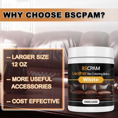 Bscpam 12Oz Leather Recoloring Balm 3.4Oz Mink Oil Leather Conditioner Kitwhite