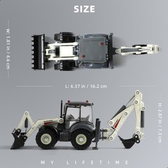 1/50 Scale Die-Cast Backhoe Loader Excavator Model – Dual-Function Construction