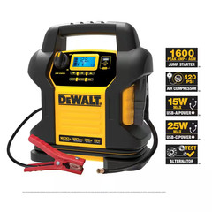 1600-Peak Amp Portable Jump Starter with Digital Compressor and USB Power Bank