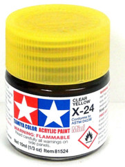 Tamiya 81524 X-24 Clear Yellow 1/3 oz Acrylic “Mini” Paint Bottle