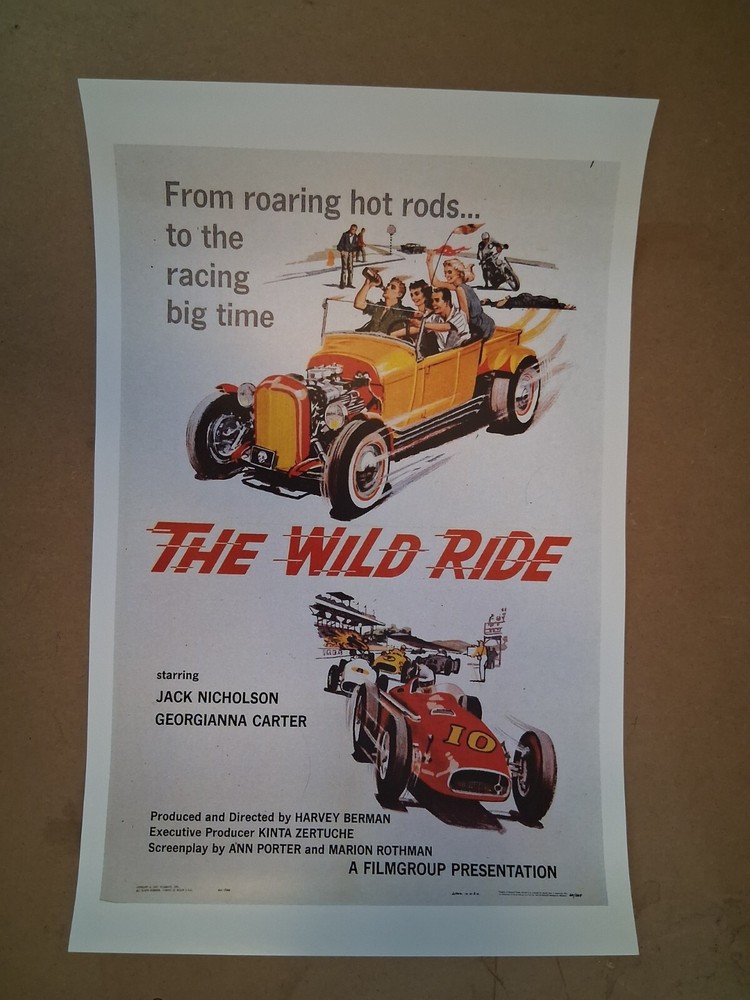Very cool vintage 1950’s THE WILD RIDE hot rod poster 30 yr old reprint GREAT