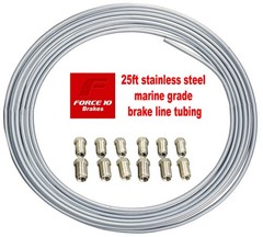 Marine Grade Stainless Brake Line Tubing Coil , Metric Fitting Kit, 12 Fittings