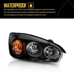 Headlight Assembly Compatible with 2004 2005 Black-Amber/for 2004-2007 Malibu