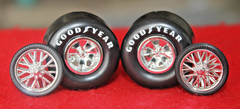 (2 ) DRAGSTER WIDE PAD PRINTED SUPER SLICKS & 2 BYCICLE FRONT 1/25 SCALE