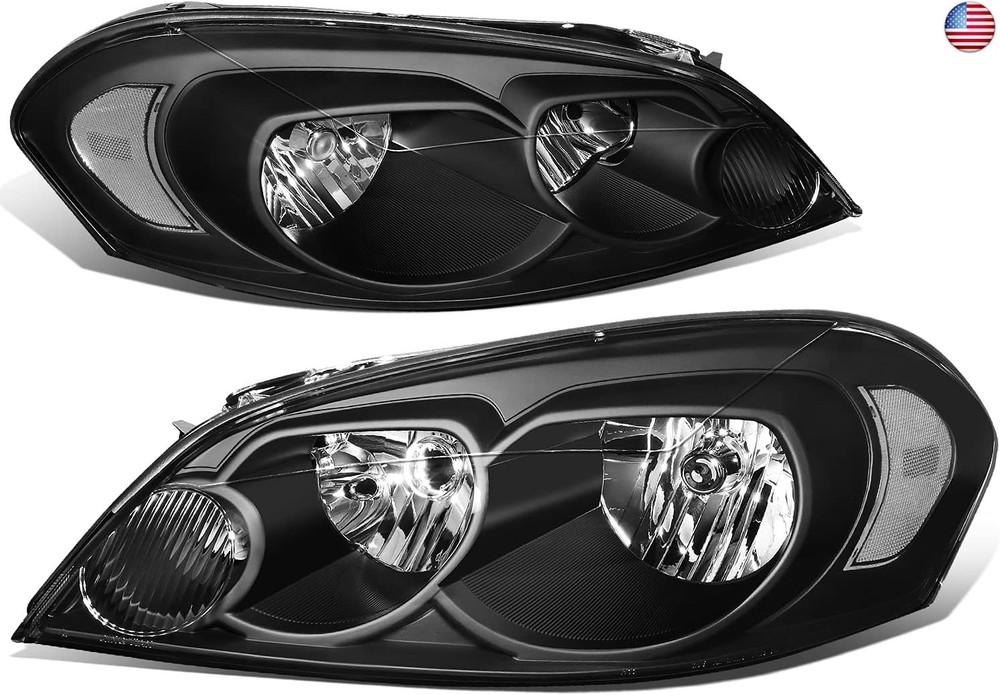 DNA Motoring HL-OH-CI06-BK-CL1 Black Housing Headlights Compatible with 06-13