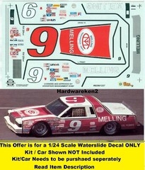NASCAR DECAL # 9 MELLING LATE SEASON 1982 FORD THUNDERBIRD BILL ELLIOTT 1/24
