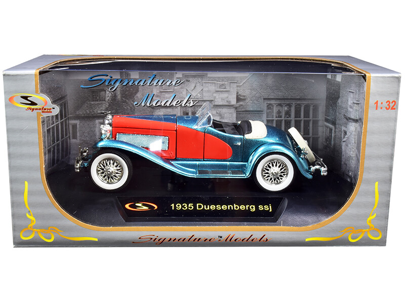 Signature Models 32318BL 1935 Duesenberg SSJ Convertible Blue and Red 1/32