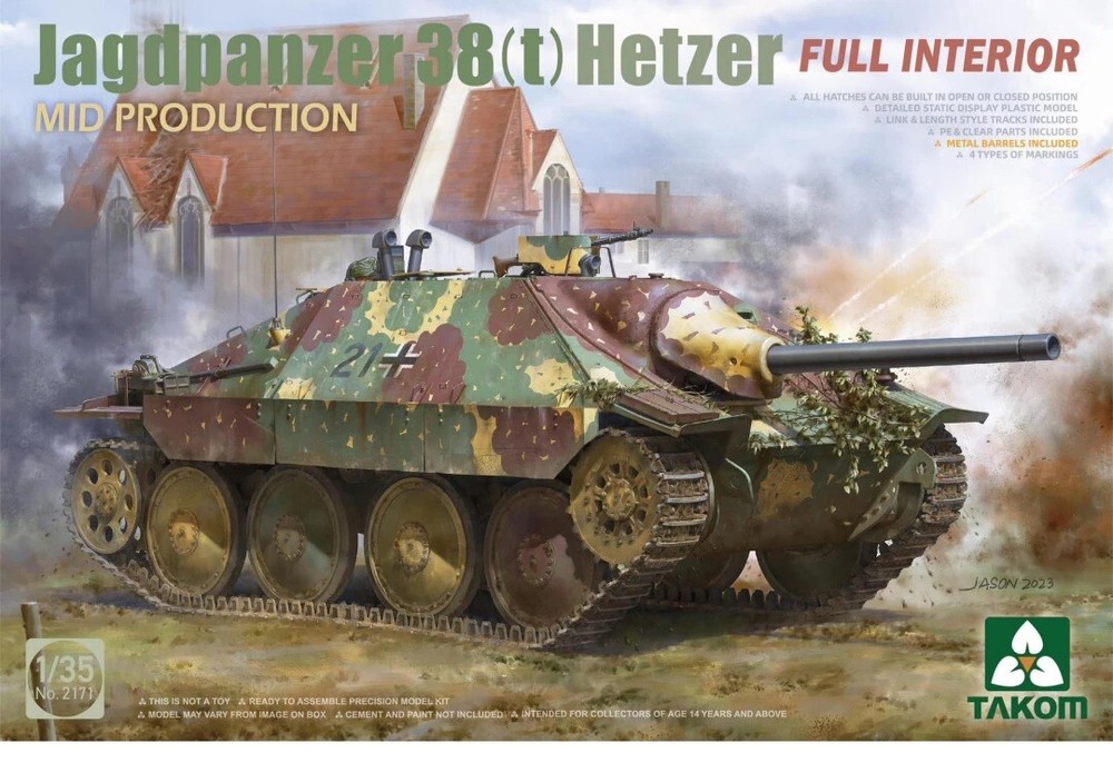Takom 1/35 Jagdpanzer 38(t) Hetzer Mid Production Full Interior #2171📌USA📌