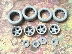 1/24 Scale: 17-inch “Torq Thrust-no Center Cap” wheels W/ Wide Rear Tires .Resin