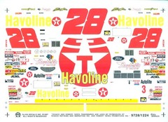 NASCAR DECAL #28 HAVOLINE 1997 FORD THUNDERBIRD ERNIE IRVAN 1/24 SLIXX