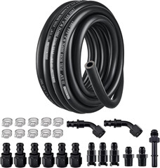 3/8 Fuel Line Kit 25FT, SAE 30R7 NBR Rubber Push Lock Fuel Hose with 14 Fitting