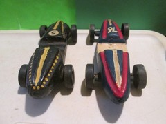 LOT OF 2 CUB SCOUT Pinewood Derby Car Vintage Handmade boy scouts VERY ORNATE