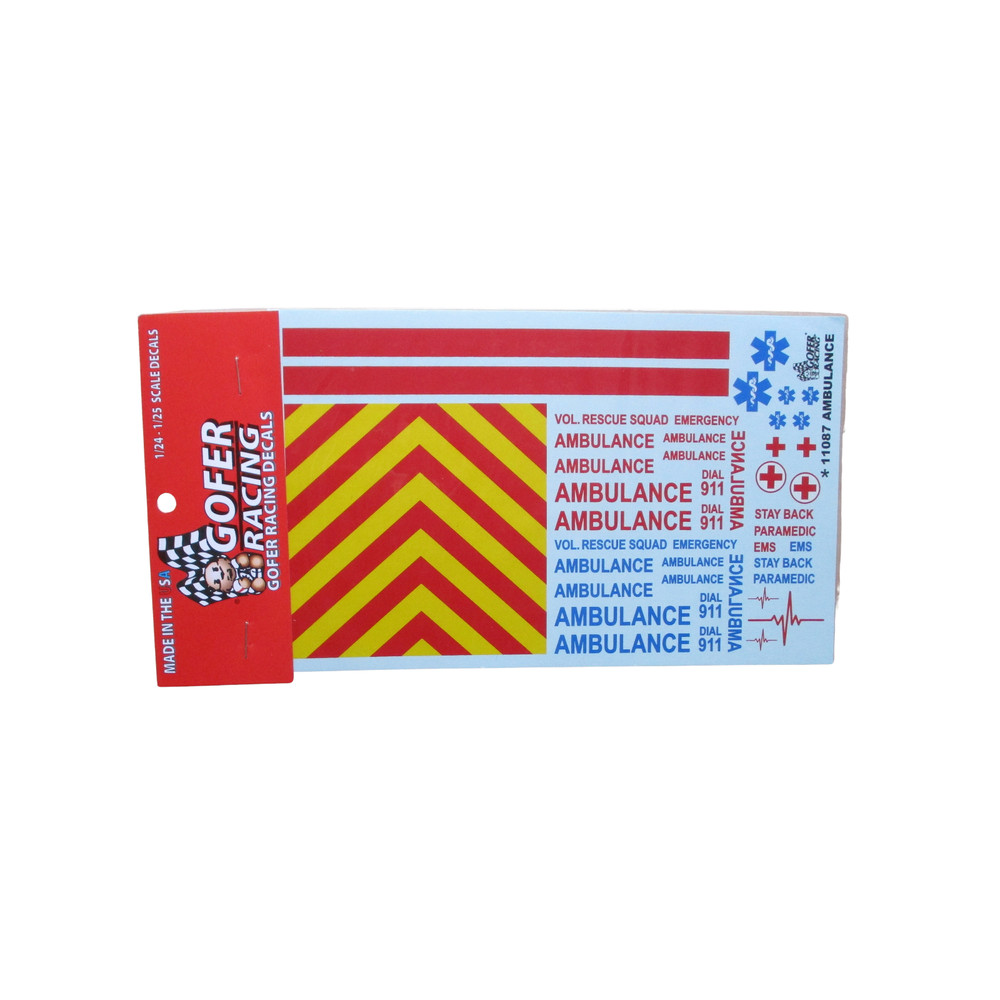 Ambulance Red Yellow Blue 1:24 1:25 Gofer Decals 11087 Rescue Squad