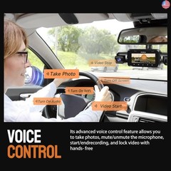 360° Dash Cam Front and Rear Inside, 4 Channel FHD 4 * 1080P, Wi-Fi GPS Voice