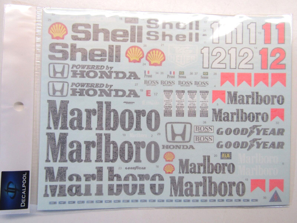 Decalpool 1/8 McLaren MP4/4 Full Sponsor Decal Sheet suit De Agostini kit DP316