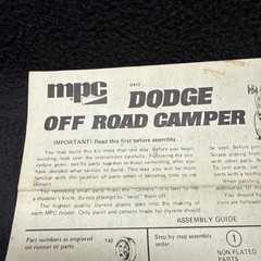 MPC Dodge Off Road Camper 1-0412 Instructions Original Manual 1976 Mopar RARE