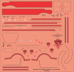 Kenworth T909 “Brett Marsh” Truck Red Waterslide Decals for Scale Models