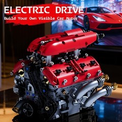 V8 Engine Model Kit – 1370PCS Interlocking Building Set with Battery & Motor