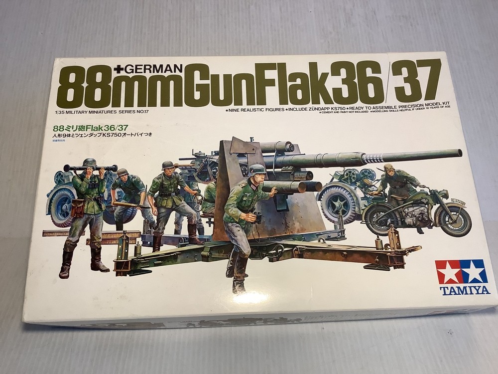 Tamiya Models 1/35 German 88mm Gun Flak 36.37 Model Kit 35017-2200 Open Box