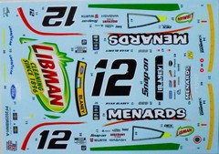 NASCAR DECAL #12 MENARDS LIBMAN 2025 FORD MUSTANG R BLANEY 1/24 NEW HAMPSHIRE