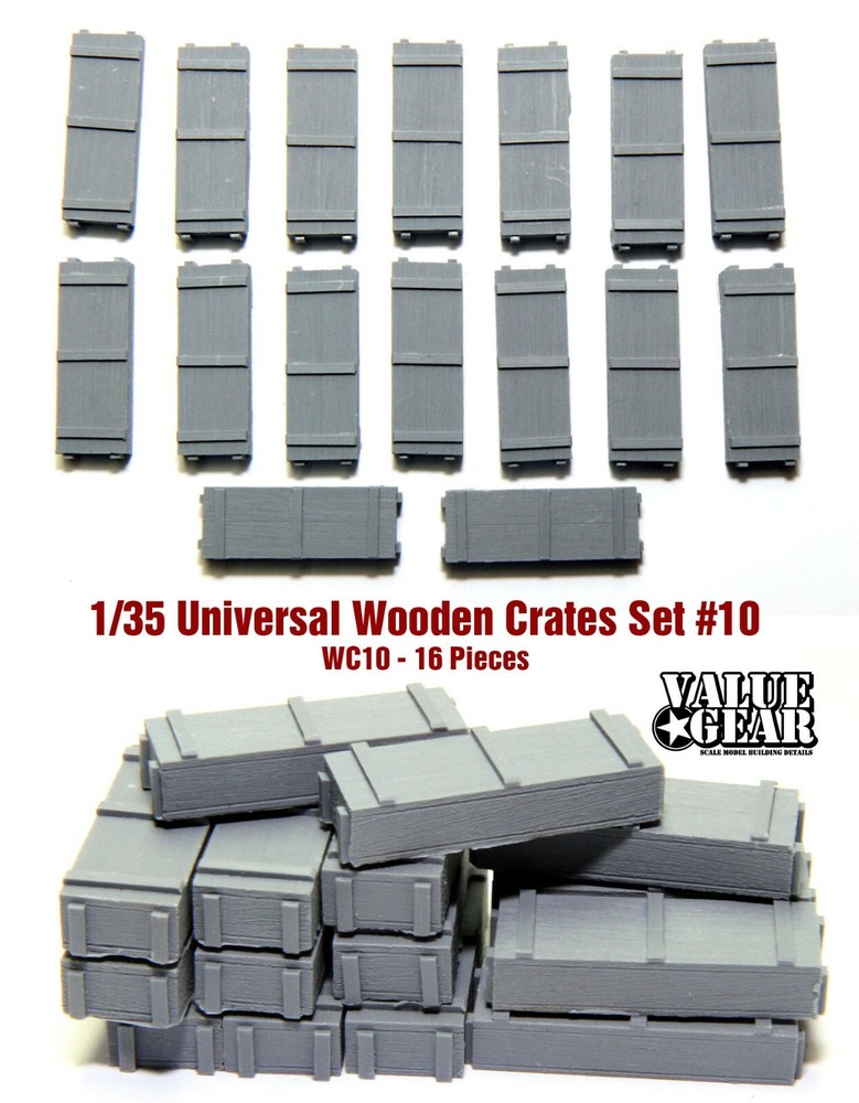 1/35 Universal Wooden Crates #10 – Value Gear Details – 16 pcs Resin Stowage