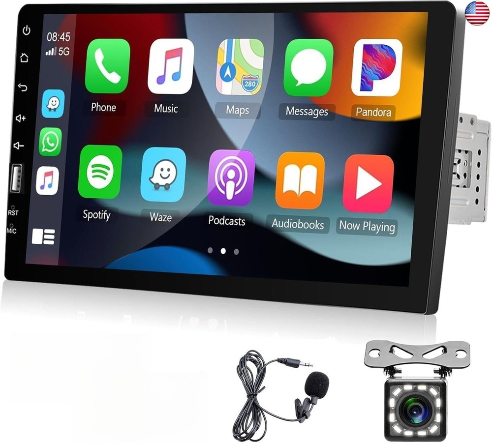 Hodozzy Single Din Car Stereo with CarPlay & Android Auto, 9 Inch Touch