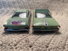 Lot Of 2 Vintage Johan 1961 Rare Green Mopar Car Models Plymouth & Dodge Coupes