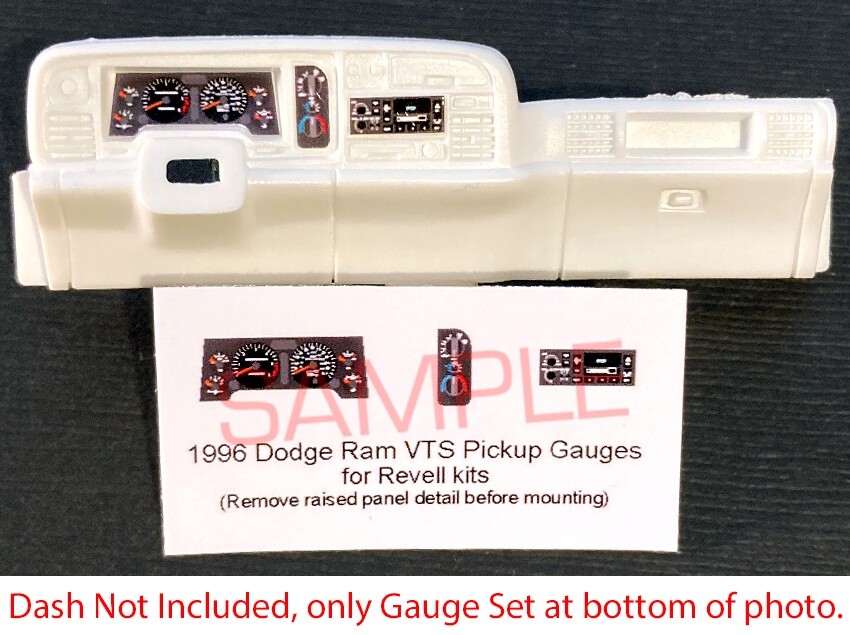 1996 DODGE RAM VTS PICKUP GAUGE FACES for 1/25 REVELL KITS – PLEASE READ DESC