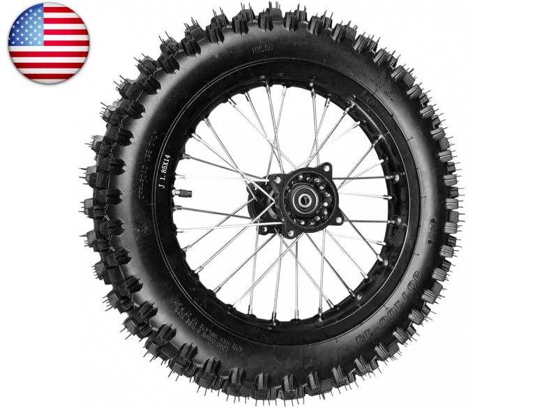 90/100 14″ Rear Wheel Tire and Rim Inner Tube with 15mm Bearing Assembly Fit