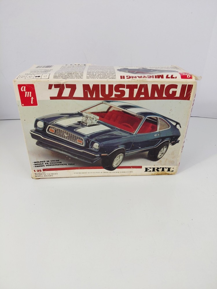 ERTL AMT 1977 ’77 Ford Mustang II Plastic Model Car Kit 1:25 Scale Incomplete