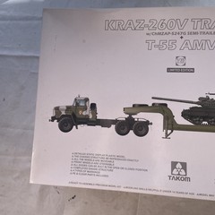 Takom 2095 1/35 Scale KRAZ-260V Tractor with Semi-Trailer and T-55 AMV NIB READ*