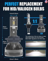 D2H LED Bulbs 110W 30000Lm Super Bright 12V 6500K Cool White Built-in Fan and