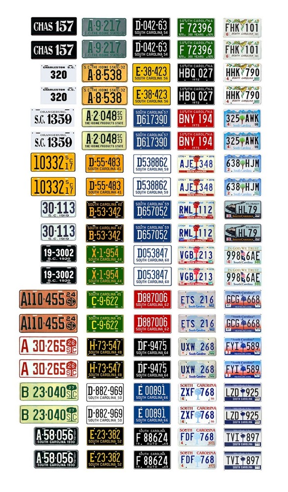 1/25 scale model car assorted USA South Carolina license plates state tags 1:25