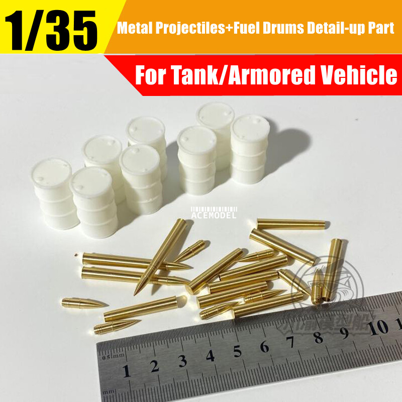 1/35 Tank/Armored Vehicles 128mm Metal Shells w/Fuel Drums Detail-up Upgrade Kit