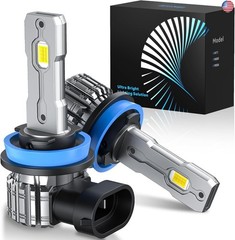 H11/H8/H9 LED Bulb, 30000LM 6000K Cool White Fanless 1:1 Mini Size, Plug and