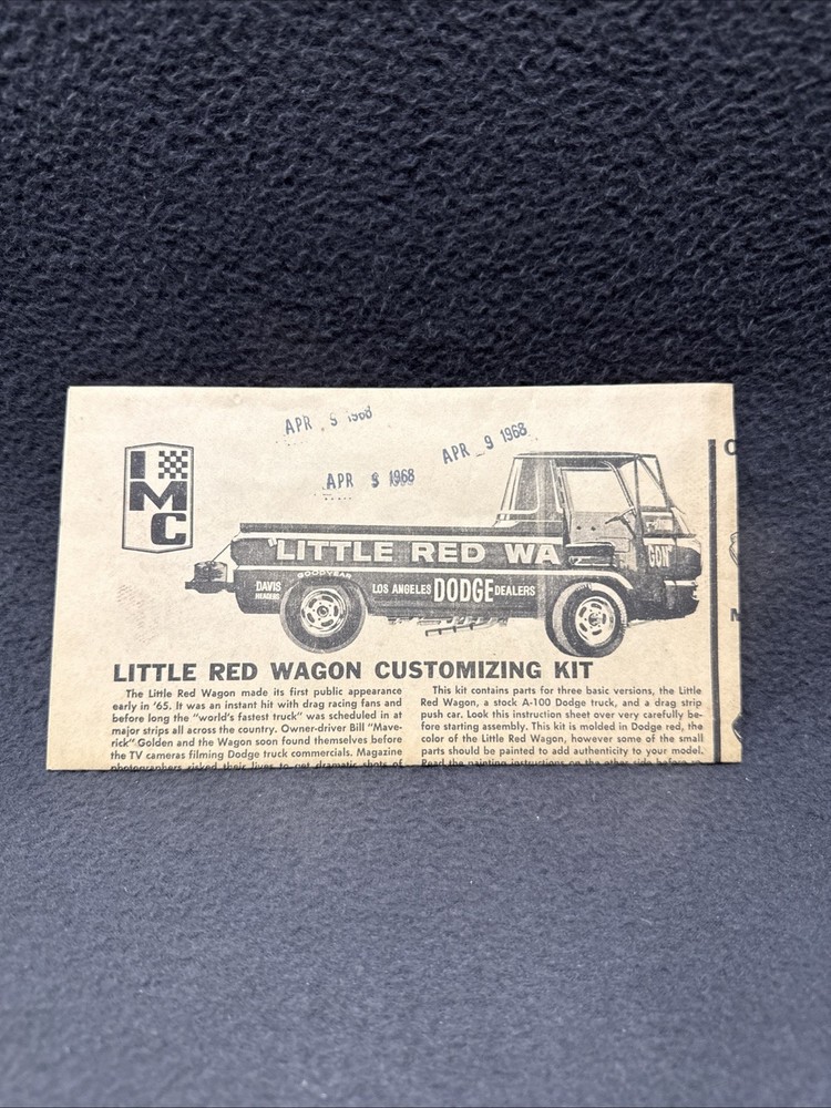 IMC Dodge Little Red Wagon Instructions Original Model 1966 Issue A100 Truck 107