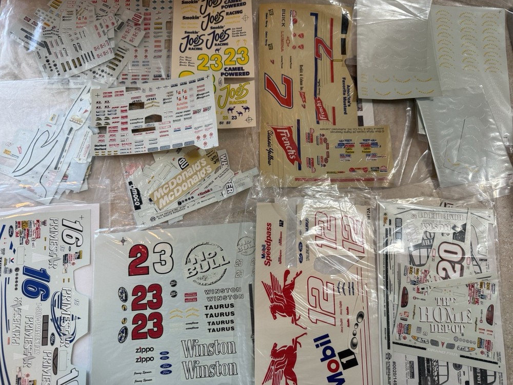 Large Lot of Nascar Model Car Water Slide Decals – Sponsors, Drivers, Goodyear