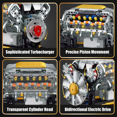 V8 Engine Model Kit That Runs, Build Your Own Mini Visible Car Motor, Physical S
