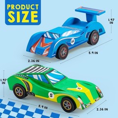 Wooden Race Car Craft Kit – 4 Small DIY Toys for Kids Boys Girls Ages 8+