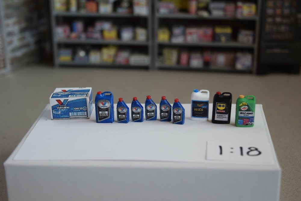  1/18  Scale Valvoline Automotive Oil products; Diorama Shop Austin’s Garage