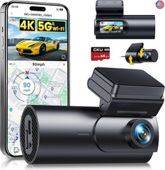 GKU Dash Cam Front and Rear Camera,4K+1080P, 5.8GHz WiFi & GPS Dash Camera