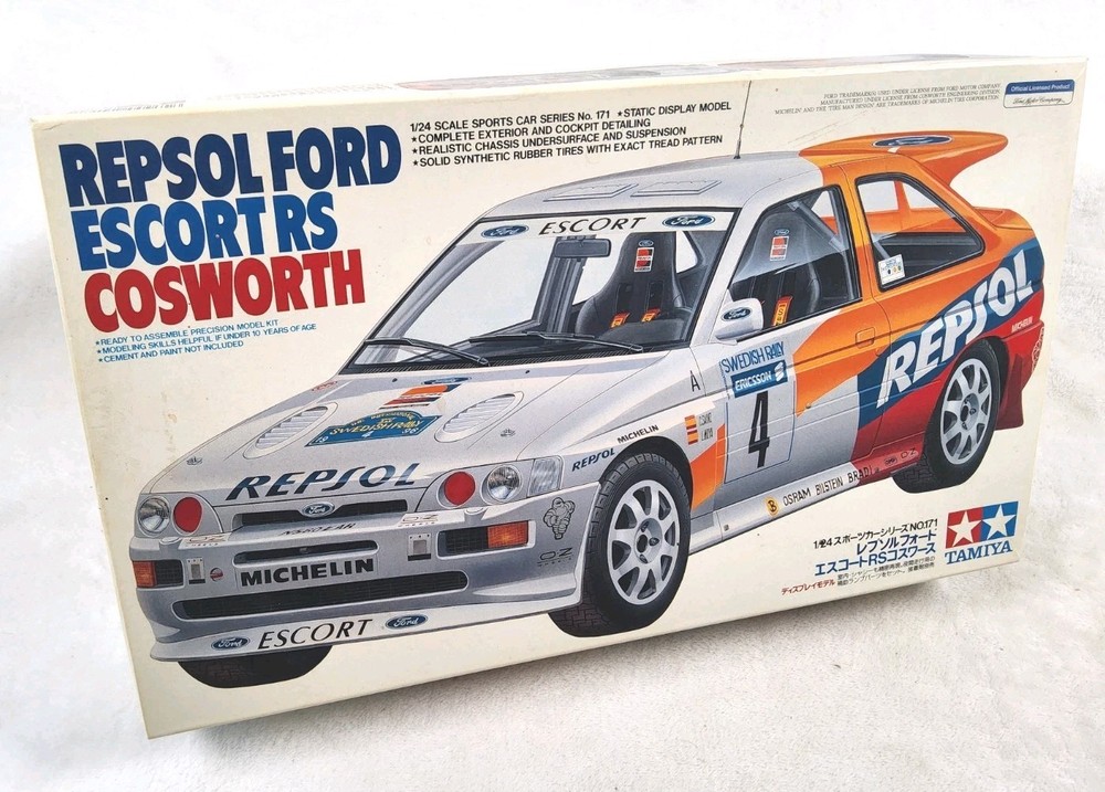 Vintage Tamiya 1/24 Repsol Ford Escort RS Cosworth Rally Car Kit 24174 Complete