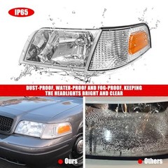 Headlight Assembly Compatible with Chrome Housing Amber Reflector Clear Lens