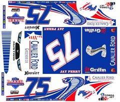 #75 Jay Perry Cavalier Ford Crate Dirt Late Model 1/24th Scale Waterslide Decal