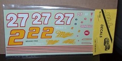 JNJ DECALS for MILLER BEER #27 & #2 Nascar 1:25 1:24