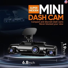360° Dash Cam Front and Rear Inside, 4 Channel FHD 4 * 1080P, Wi-Fi GPS Voice