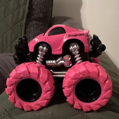 Snap-on pink #5 Monster truck race car toy car pull back and it goes 3×3 size