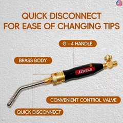 Turbo Torch G-4 Torch Handle with Valves, G-4 Acetylene Handle 0386-0308, Air
