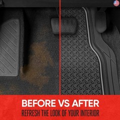 Motor Trend Houndstooth Design Rubber Car Floor Mats for Autos SUV Truck &